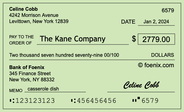 How to write a check for $2,779