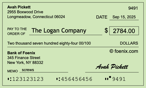 How to write a check for $2,784