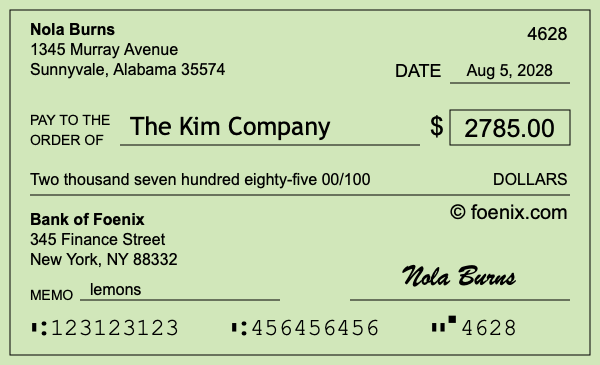 How to write a check for $2,785