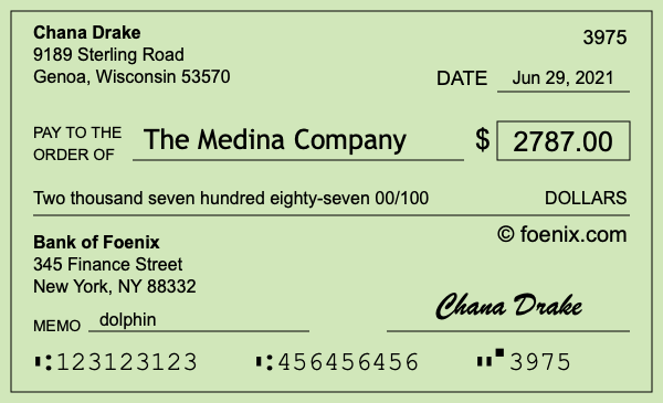 How to write a check for $2,787