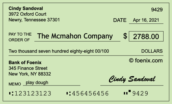 How to write a check for $2,788