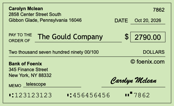 How to write a check for $2,790