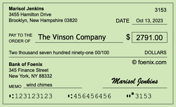 How to write a check for $2,791