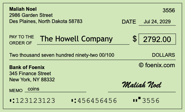 How to write a check for $2,792