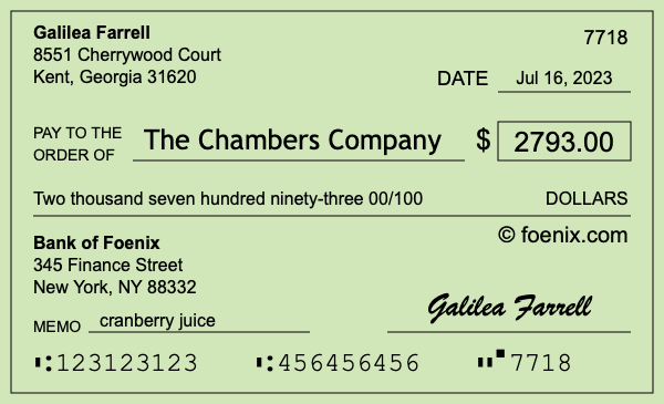 How to write a check for $2,793