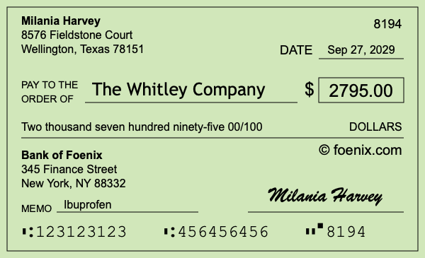 How to write a check for $2,795