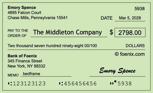 How to write a check for $2,798