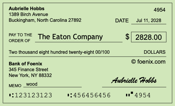 How to write a check for $2,828