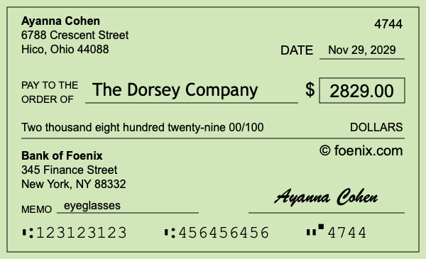 How to write a check for $2,829
