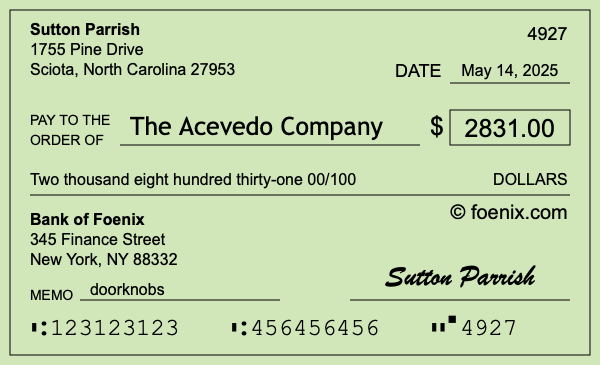 How to write a check for $2,831