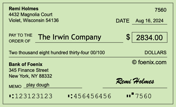 How to write a check for $2,834