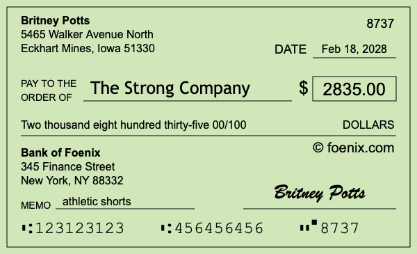 How to write a check for $2,835