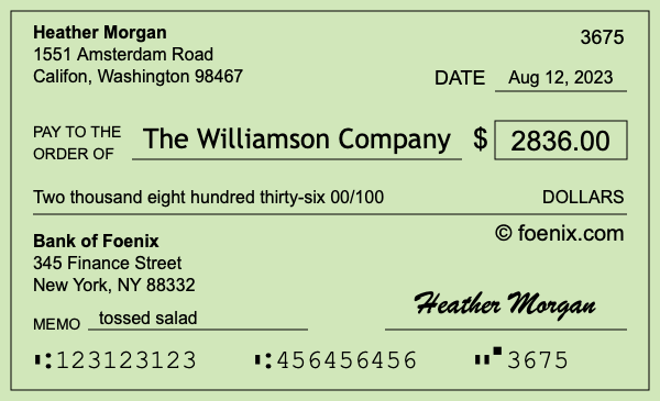 How to write a check for $2,836