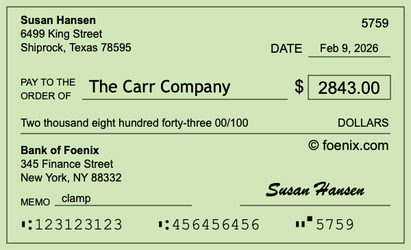 How to write a check for $2,843