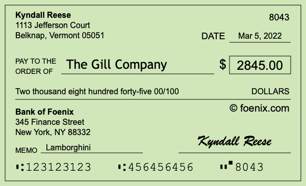 How to write a check for $2,845