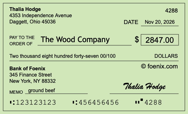 How to write a check for $2,847