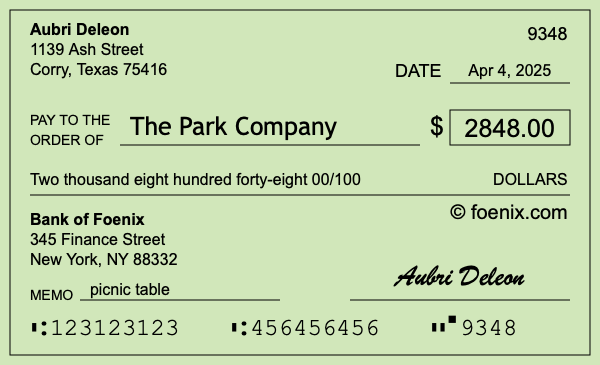 How to write a check for $2,848