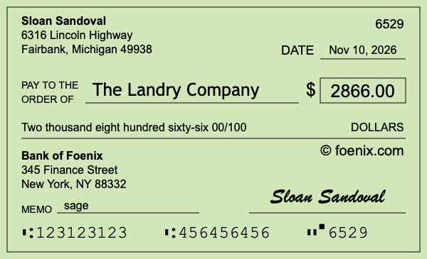 How to write a check for $2,866