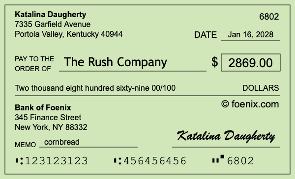 How to write a check for $2,869