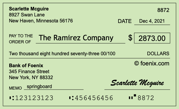How to write a check for $2,873