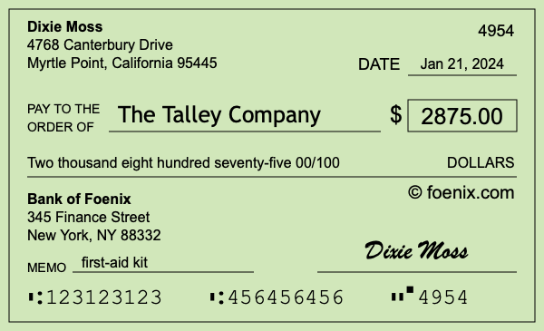 How to write a check for $2,875