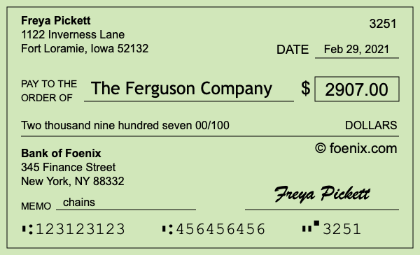 How to write a check for $2,907