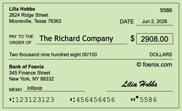 How to write a check for $2,908