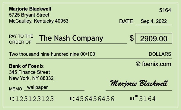 How to write a check for $2,909