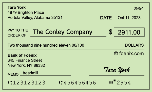 How to write a check for $2,911