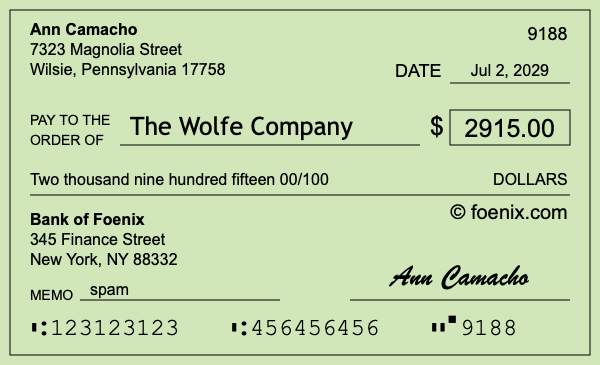 How to write a check for $2,915
