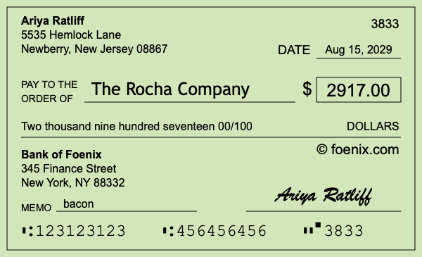 How to write a check for $2,917