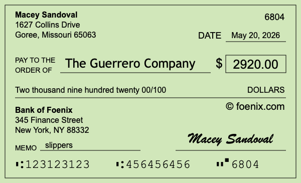 How to write a check for $2,920