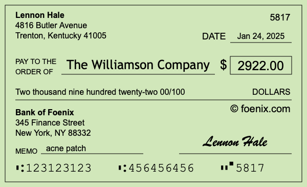 How to write a check for $2,922