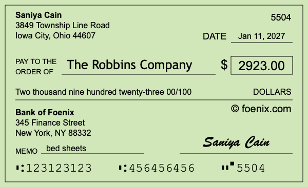 How to write a check for $2,923