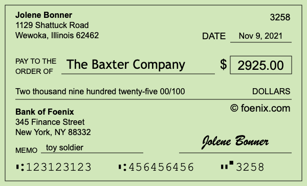How to write a check for $2,925