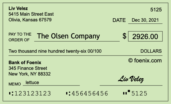 How to write a check for $2,926