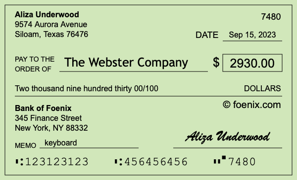 How to write a check for $2,930