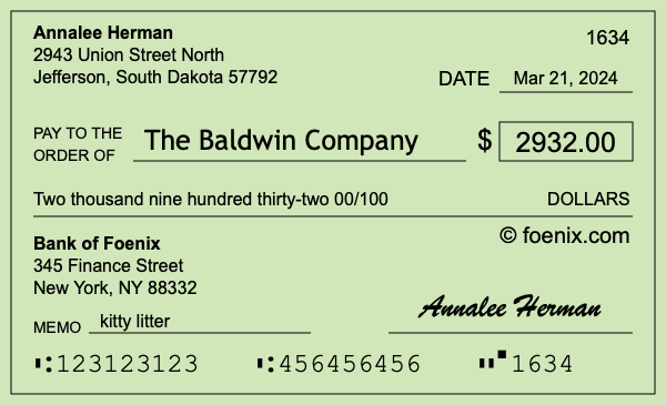 How to write a check for $2,932