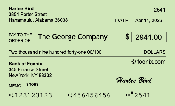 How to write a check for $2,941