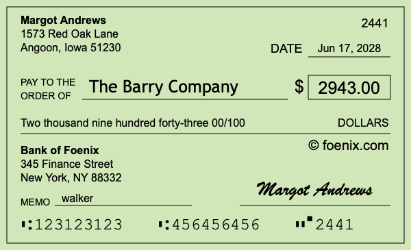 How to write a check for $2,943