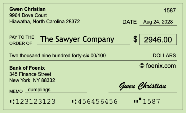 How to write a check for $2,946
