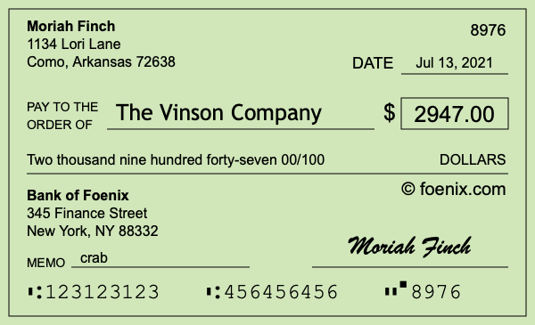 How to write a check for $2,947