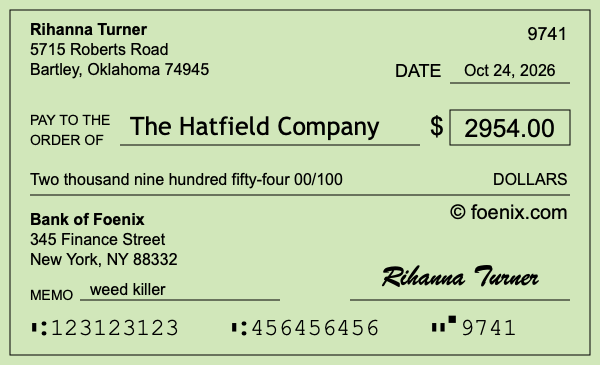 How to write a check for $2,954