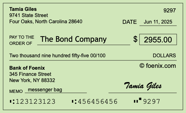 How to write a check for $2,955
