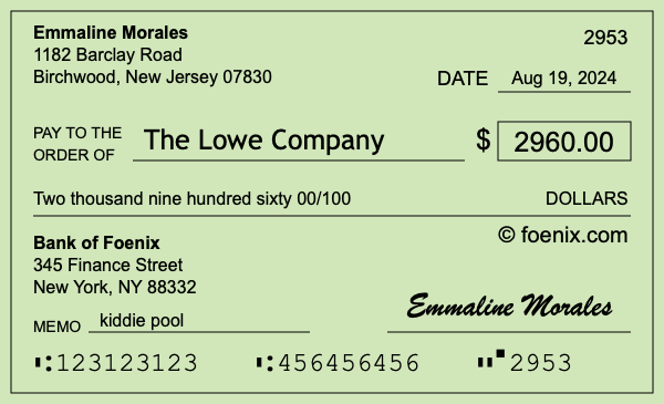 How to write a check for $2,960