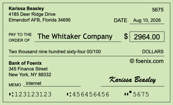 How to write a check for $2,964