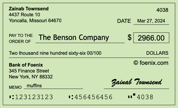 How to write a check for $2,966
