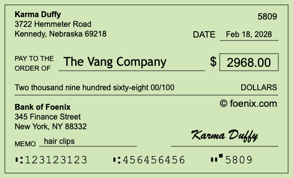 How to write a check for $2,968