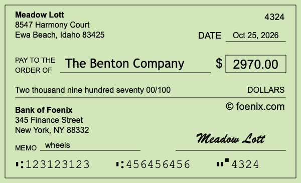How to write a check for $2,970