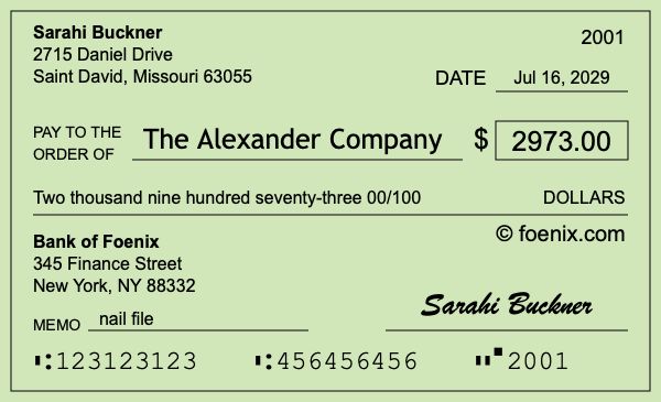 How to write a check for $2,973
